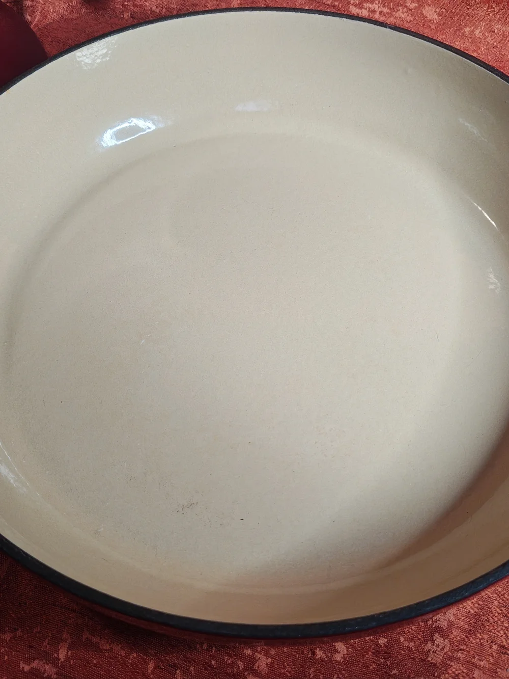 Red Enameled Dutch Oven Lid with Black Knob - Unknown Brand